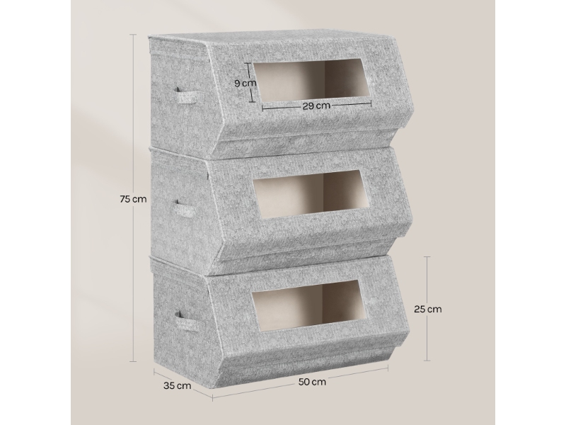 Mehrere Ansichten von grauen Beton- oder Zementblöcken mit rechteckigen Öffnungen. Produktspezifikationen oder Maße sind im Layout im Stil eines technischen Diagramms sichtbar.