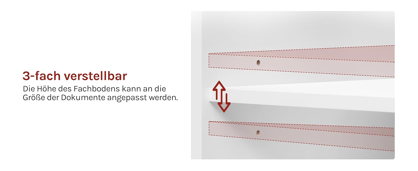 Nahaufnahme eines Stoffes mit gepunkteten Linien und deutschem Text. Roter Pfeil bedeutet '3-fach verstellbar' (3-fach verstellbar