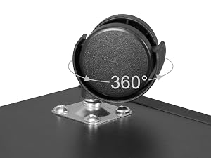 360-degree rotating mount or holder with black circular platform attached to a metal base plate with four mounting screws.