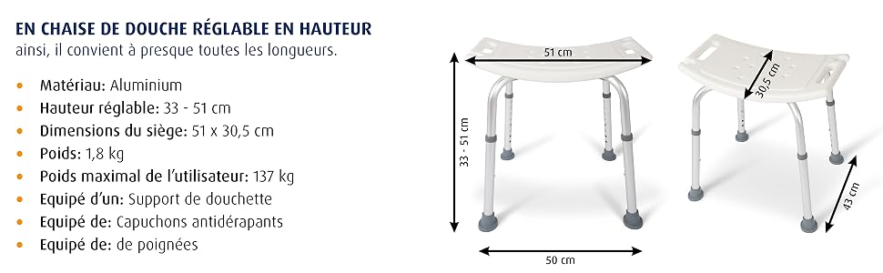 tabouret de douche chaise de douche pour les aides de salle de bain