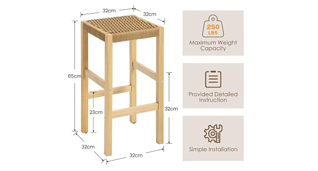 Technical product diagrams showing furniture dimensions and specifications, including assembly instructions and icons for product features.