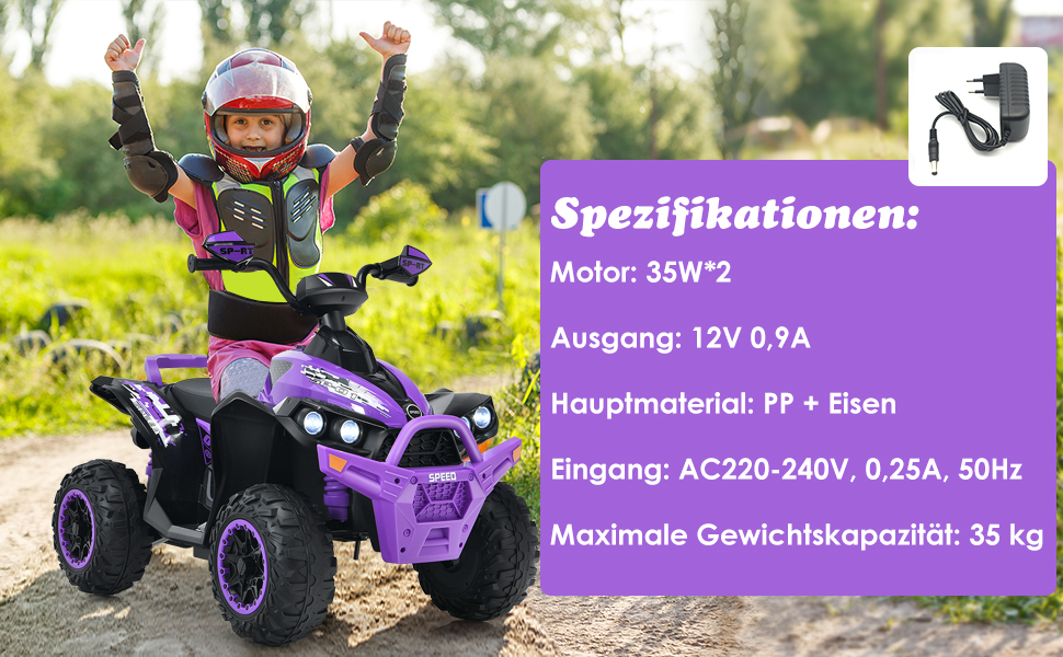 COSTWAY 12V Elektro Kinderquad mit Musik Kinder quad 
