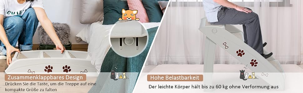 Hunderampe tragbar Tiertreppe für Hunde und Katzen