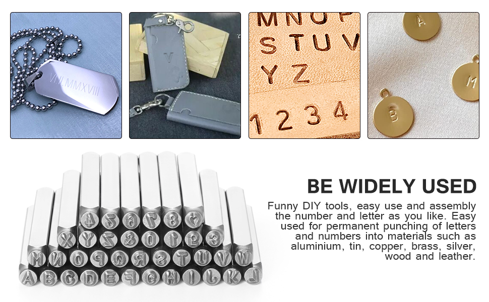 Gueenky 36 Pièces Lettres Et Chiffres Frappers, 6mm Poinçon Métal A-Z Et 0-9, Estampage Sur Métal, Plastique, Bois, Cuir