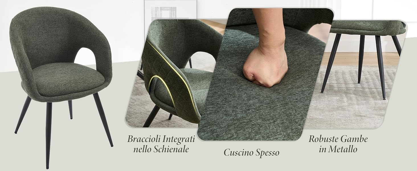 Moderna sedia imbottita grigia con accento visibile da più angolazioni, con schienale curvo e comoda posizione di seduta.