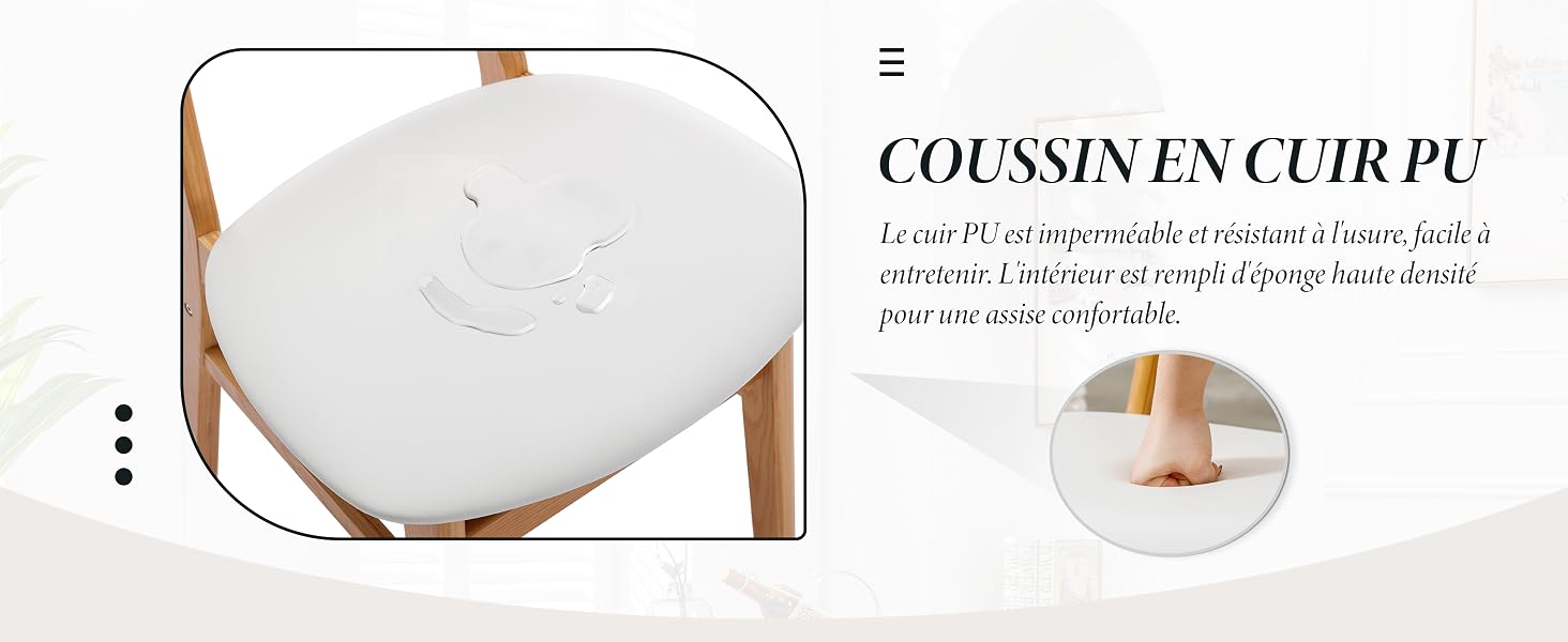 Chaise de salle à manger avec pieds en bois
