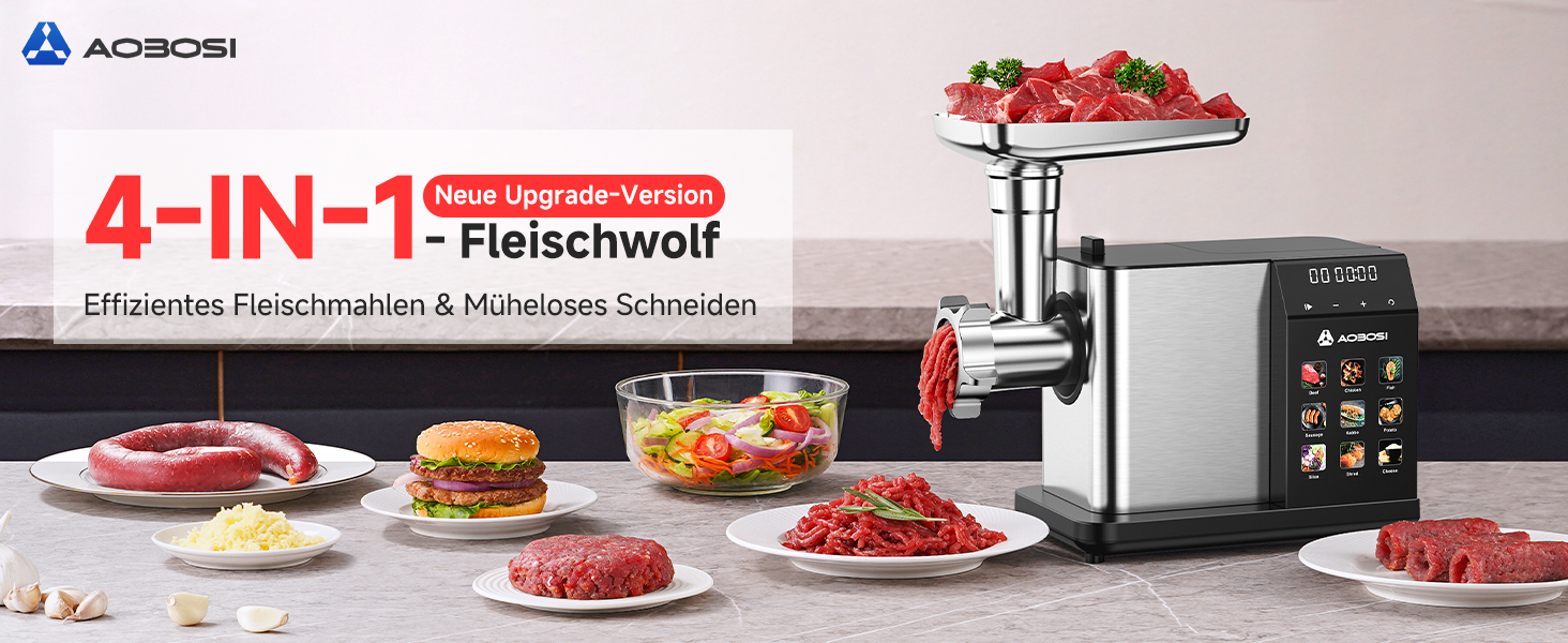 Mehrere Bilder zeigen verschiedene Lebensmittel und Küchengeräte, die auf einer Theke angeordnet sind, darunter etwas, das aussieht, als ob es sich um einen Toaster und Servierteller handelt.