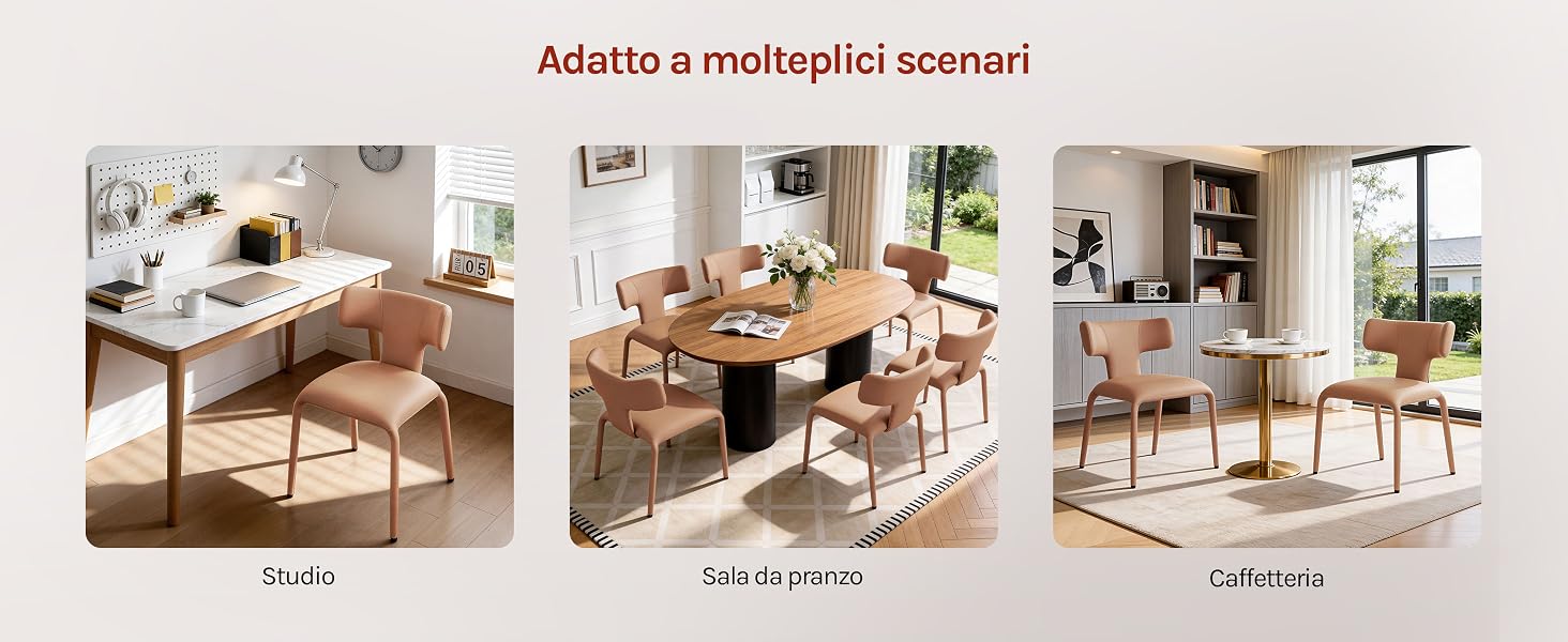 Vetrina multiviezione di moderna scrivania da studio in legno con configurazioni regolabili. Mostra la scrivania in varie posizioni e configurazioni all'interno di un ambiente di home office.