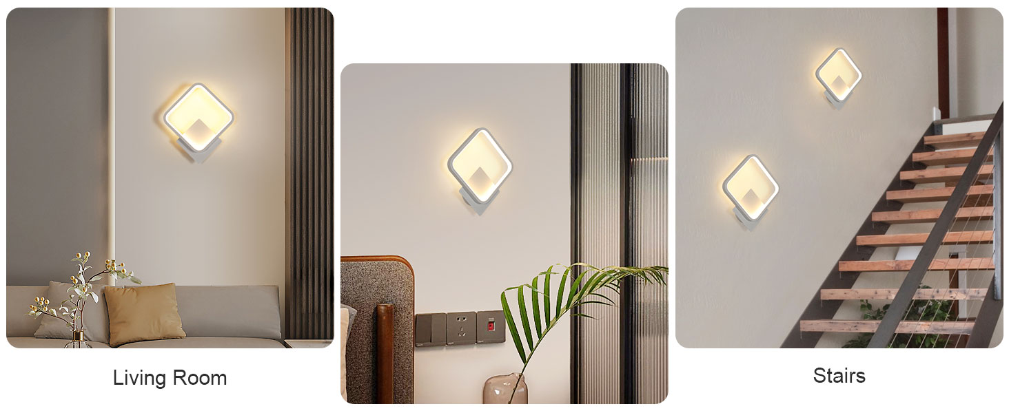 Installation d'éclairage intérieur moderne comprenant des appliques murales géométriques en forme de losange créant un éclairage d'ambiance dans un couloir.