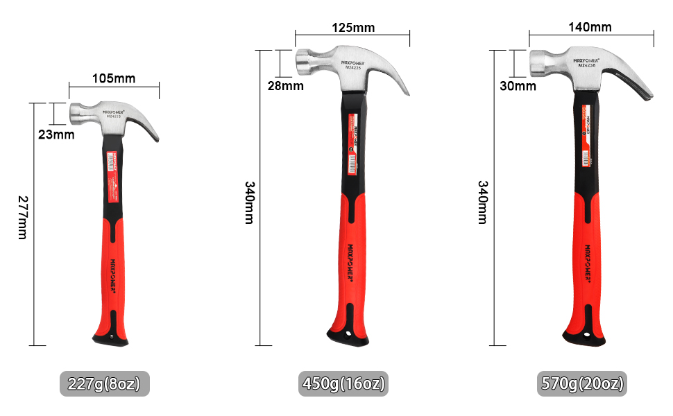 size of claw hammer