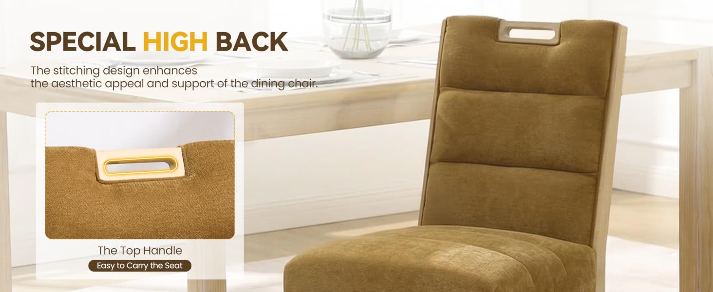 Text reads 'SPECIAL HIGH BACK' with product images showing brown-toned furniture or seating components in various configurations.