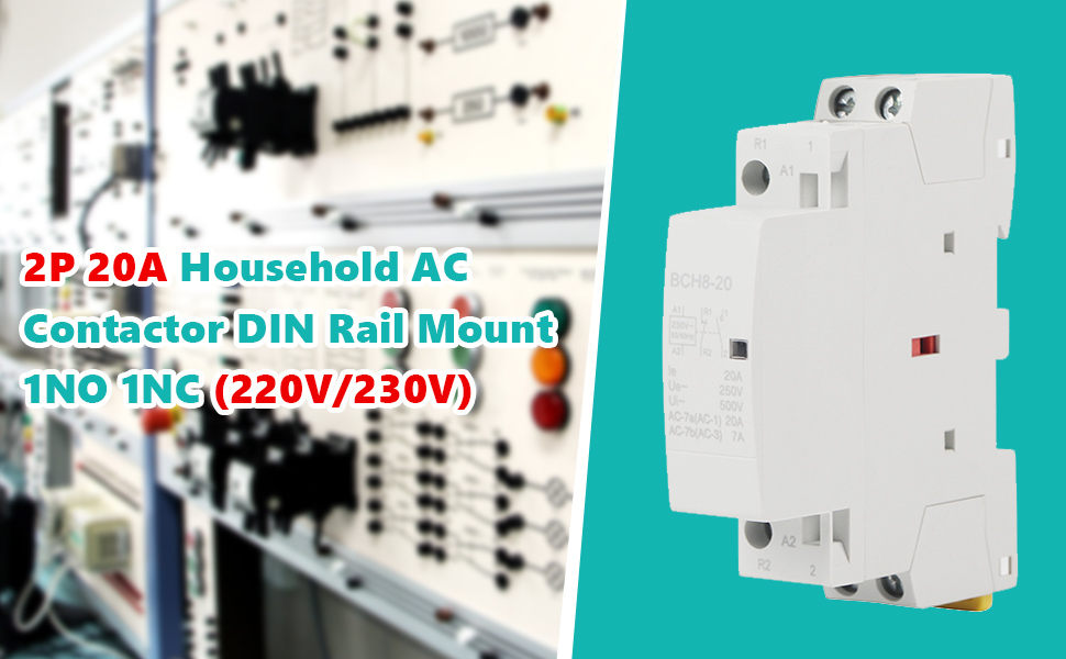 Contacteur à AC du Rail DIN 20A 2 Pôles 1NO 1NC 50 / 60HZ Contacteur à Bobine 220V