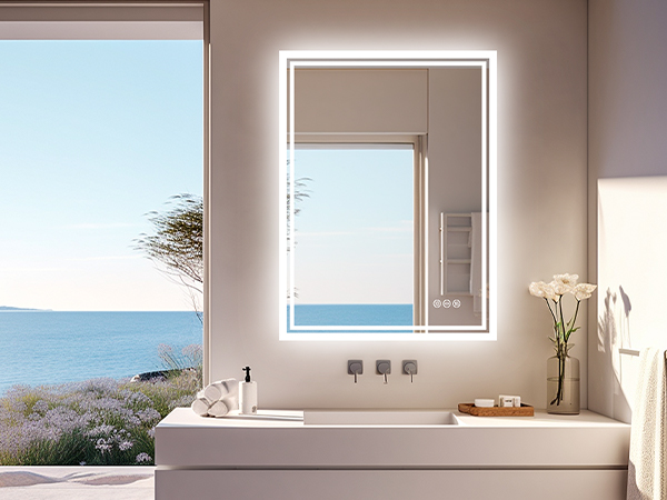 LUVODI Specchio da Bagno con LED luce da parete