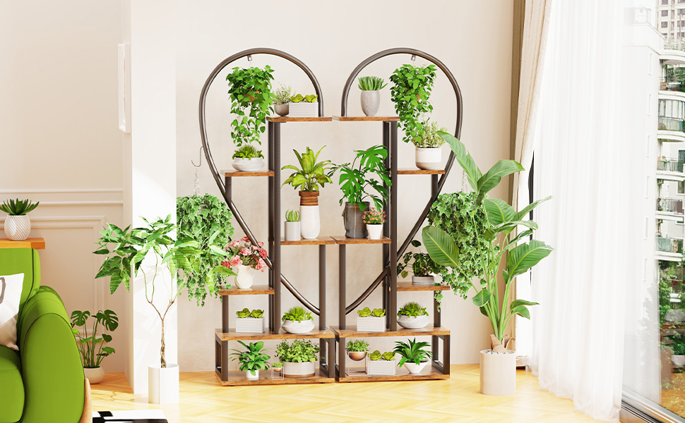 Scaffale Portapiante e Ripiani per Piante Alto Grande Espositore per Fiori a Forma di Cuore