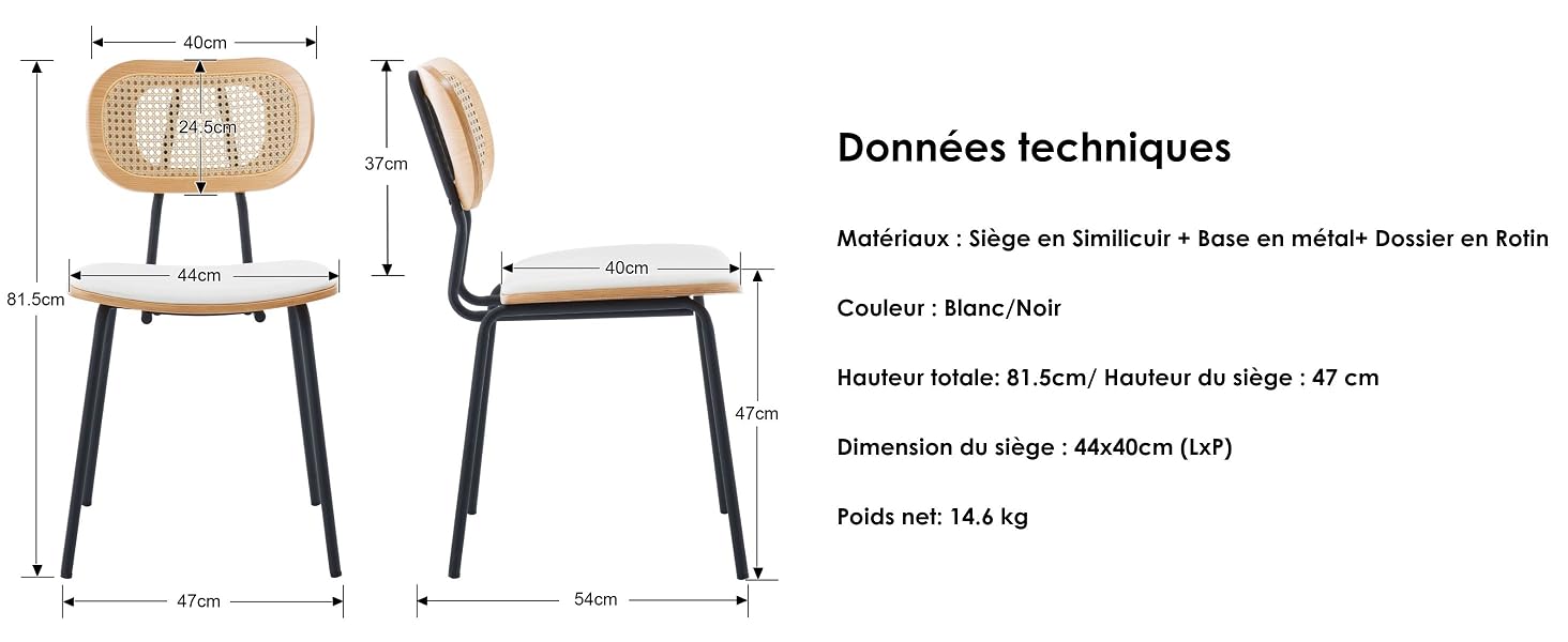 chaise salle a manger lot de 2
