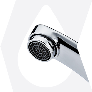 a close up of a chrome shower head with a chrome shower head