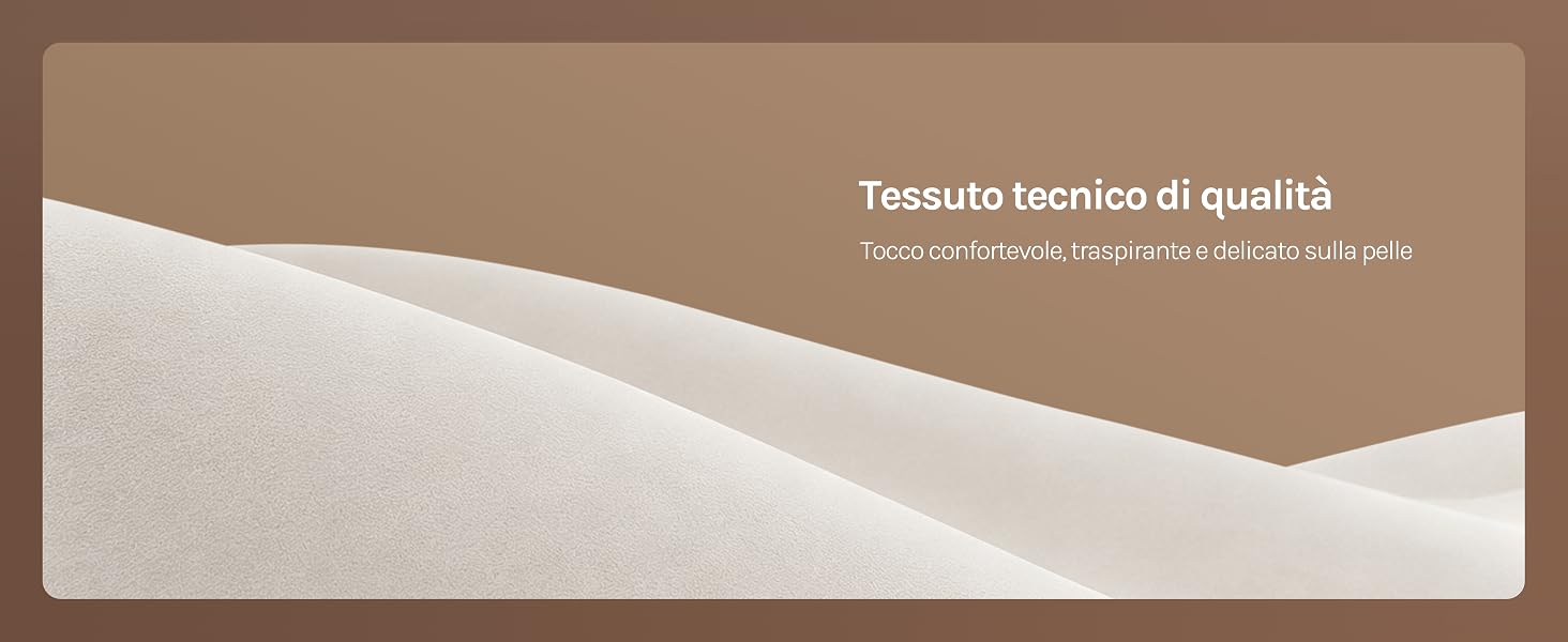 Il testo recita «Tamaño especial de garantía» e «Incluido sobre demanda». Design minimalista marrone e bianco con motivo a onde.