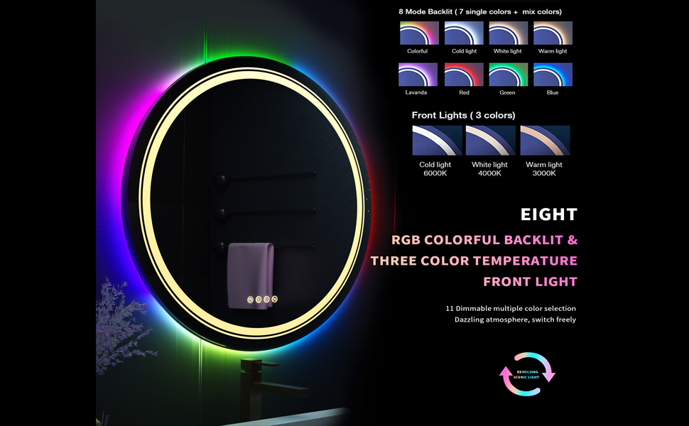 Specchio da bagno con Led Luce RGB
