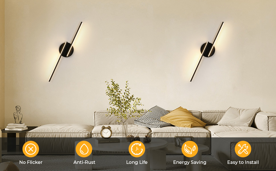 applique murale interieur led moderne chambre noir cuisine