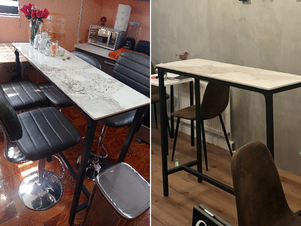 FATIVO Tavolo da bar per la casa Tavolo Bar Alto da Cucina Marmo Rettangolare Bancone Bar Consolle