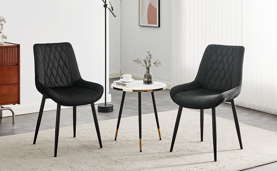  Dining Chairs Set of 2 Black 