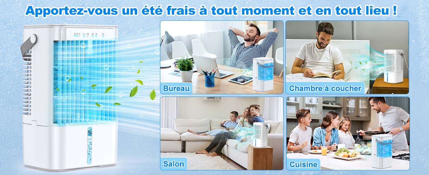 Climatiseur mobile mini refroidisseur d'air à économie d'énergie avec grand réservoir d'eau
