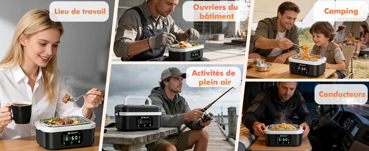 Séquence de scènes de restauration montrant différents types de tables, de services de restauration et d'expériences culinaires dans un format de collage.