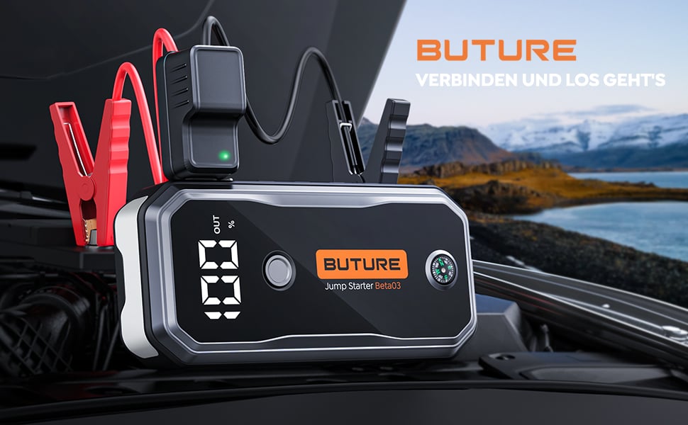 BuTure Auto Starthilfe Powerbank, 5000A Spitzenstrom 26800mAh Starthilfe  Powerbank für All Benzin und 10.0L Dieselmotor, Starthilfe mit LED, DC  Ausgang und Dual USB