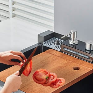 Single Bowl Kitchen Sink Waterfall Single Sink Filtered Water Faucet Workstation Kitchen Sink