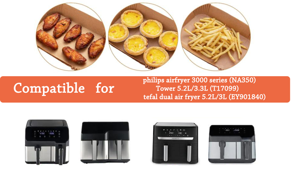 Lot De 2 Inserts Gaufrés Pour Airfryer Philips Dual Basket 3000 6L/3L - FYSL Silicone
