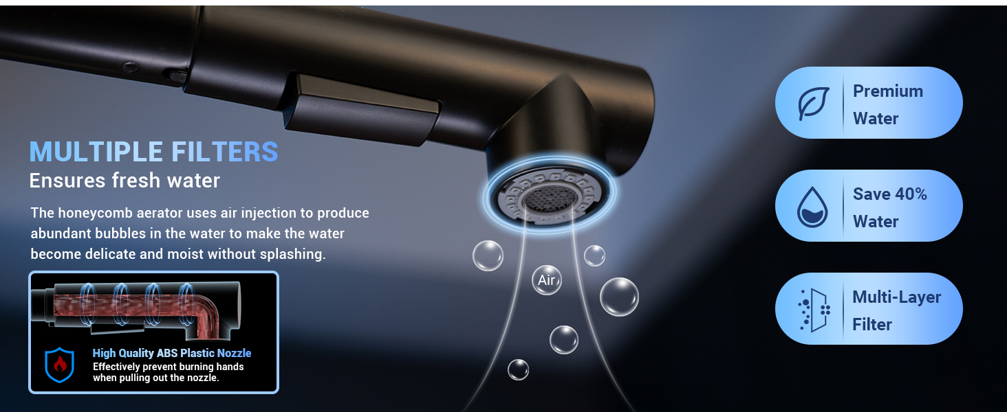 DAYONE Kitchen Taps with Pull Out Spray, Stainless Steel Kitchen Sink Taps