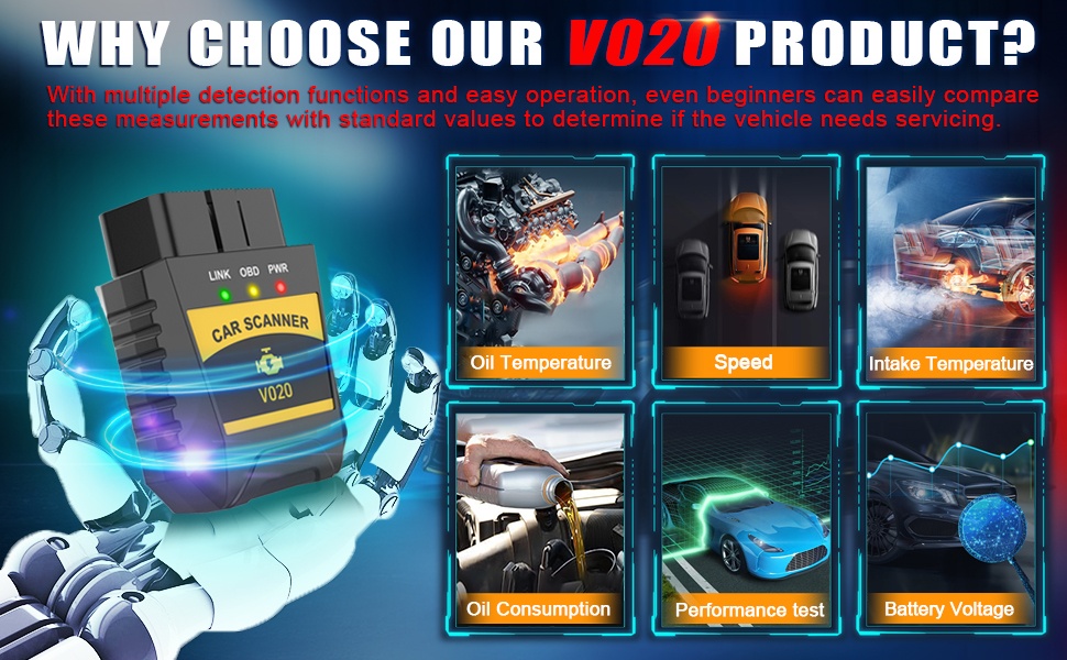 OBD2 Scanner Diagnostic Tool Bluetooth Adapter