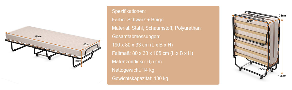 Faltbett für Büro & Gästezimmer