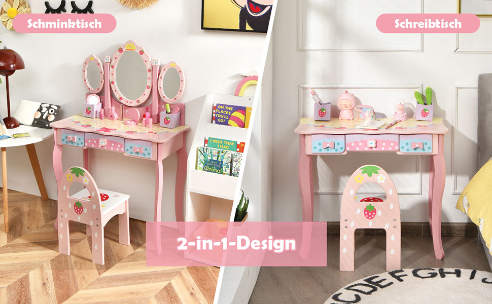 schminktisch set mit spiegel mädchenschminktisch hocker schublade