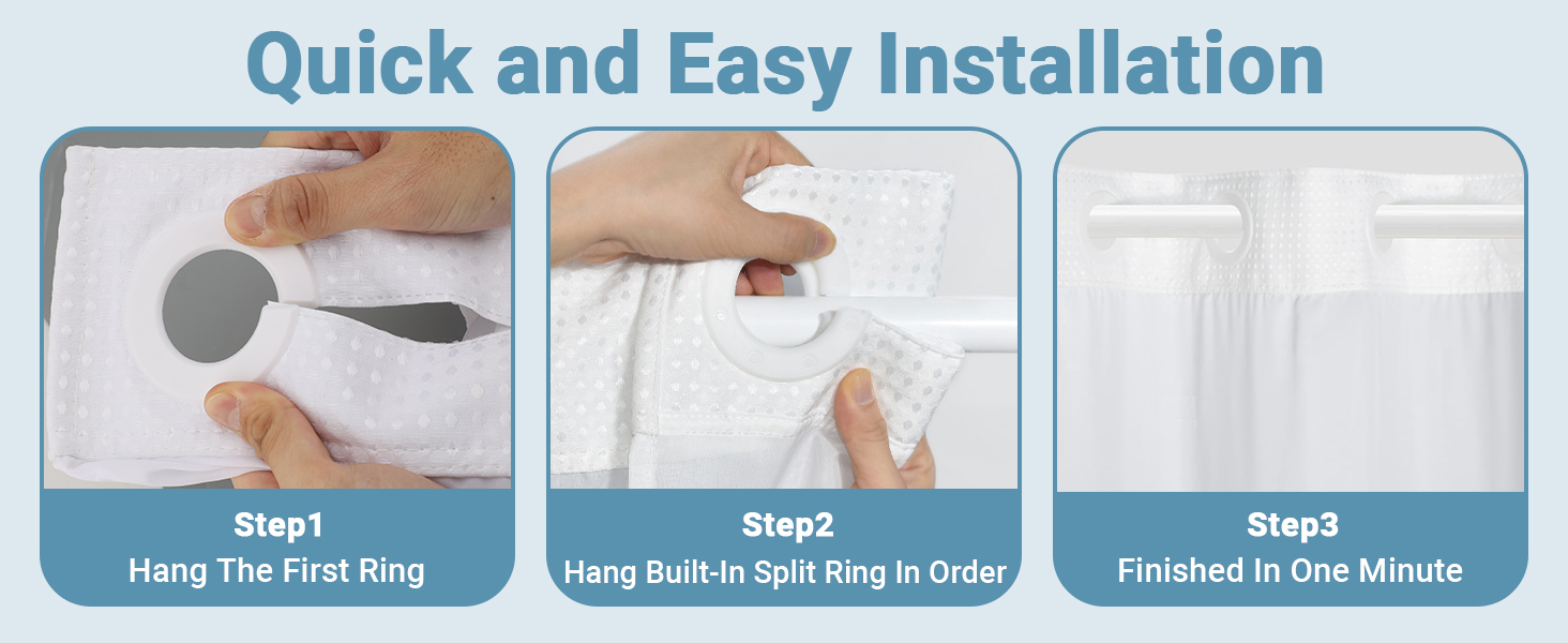 No Hook Shower Curtain and Liner Set