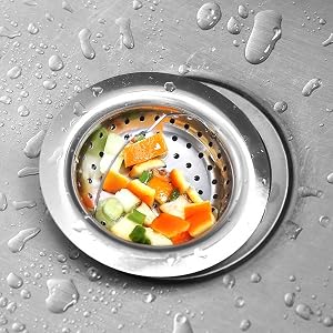 Colador de fregadero de 11 cm, tapón de fregadero de acero inoxidable para fregadero de cocina, lavabo de baño, bañeras