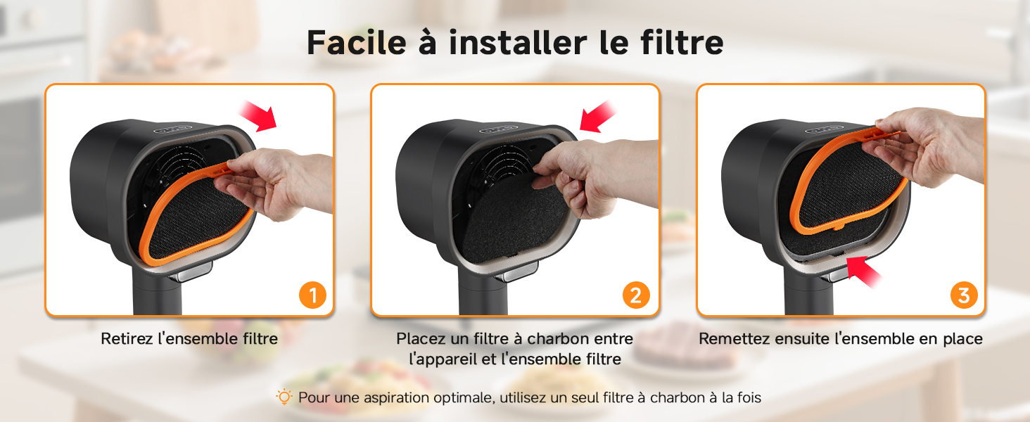 Le texte indique « Image 2 » et « Facile à installer le filtre ». Images du guide d'installation séquentielle montrant les étapes d'installation du filtre avec des diagrammes numérotés.