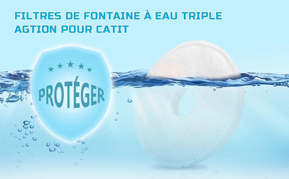 10-Pack Cat Water Fountain Filters - Compatible With 3L Dispensers, Gravity-Fed With Carbon & Resin