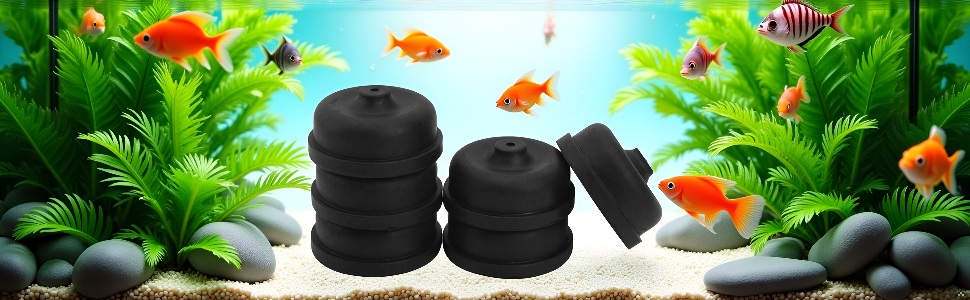 A close-up view of the product resting on a wooden surface with a blurred aquarium background.