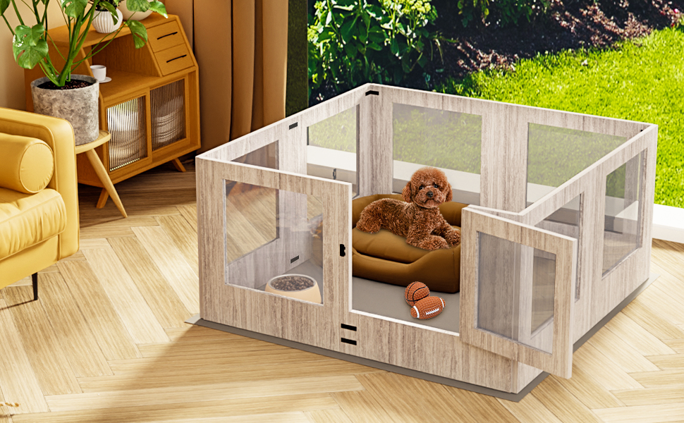 Legno Telaio Recinto Box per cani Recinto Salvacasa in Vetro Recinto Sala Parto Gatto Cuccioli