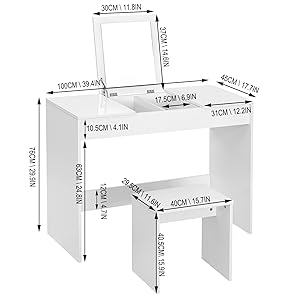 dressing table with stool