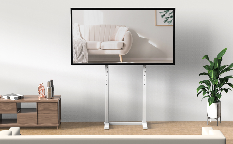 UNHO Supporto TV da Pavimento Bianco: Porta TV da Terra Stand TV