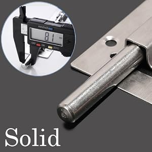 Close-up of a metal pin or rod, with a digital caliper displaying a measurement of 8.1. Text 'Solid' visible in the bottom-left corner.