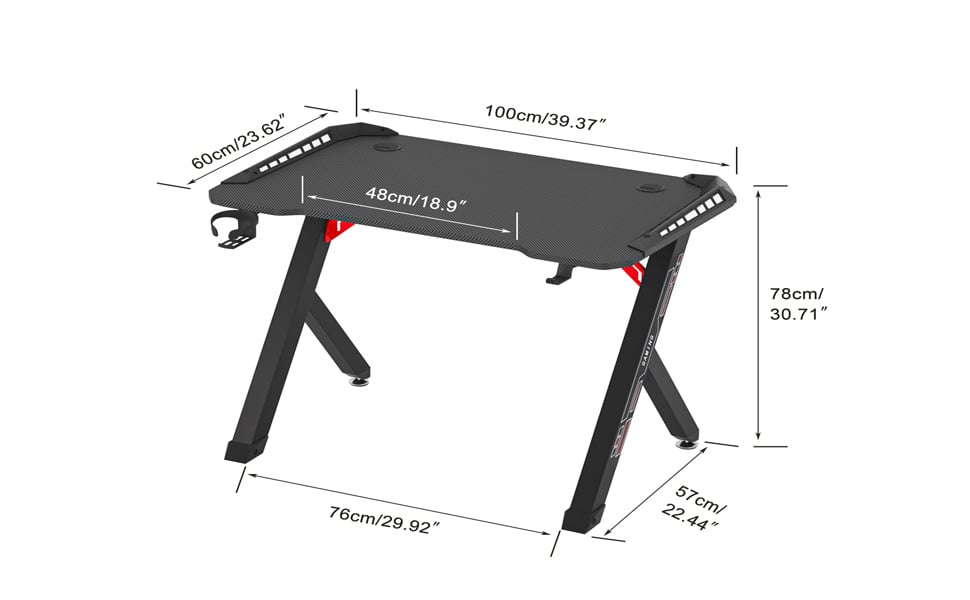 Postazione Gaming Scrivania 120x60cm: Scrivania Gaming con Led RGB Gaming  Table Gaming Desk Scrivania PC Gaming Scrivania Computer Gaming con  Portabicchieri e Gancio per Cuffie : : Casa e cucina