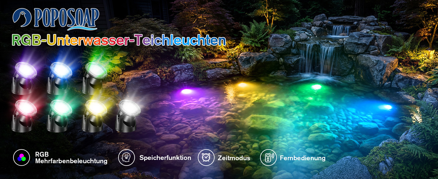 POPOSOAP RGB Unterwasser-Teichleuchten
