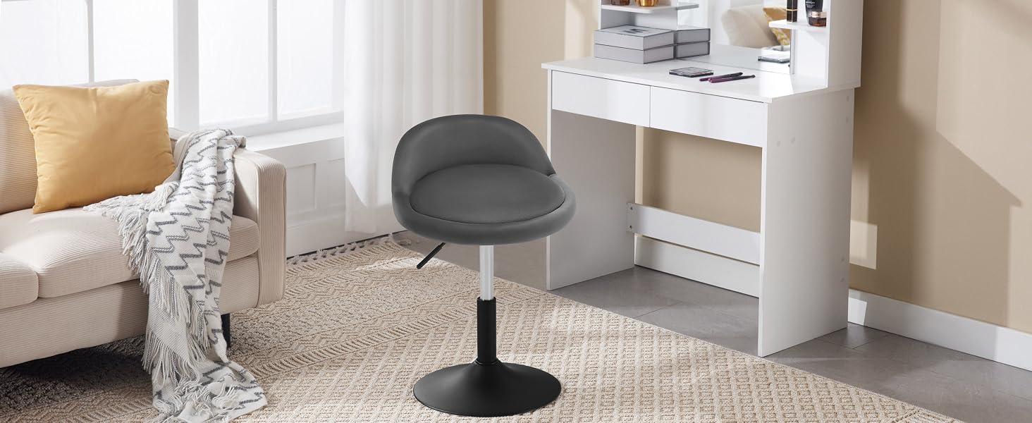 WOLTU Taburete Tocador, Silla Escritorio Ergonomica, Taburete con Respaldo, Altura Ajustable