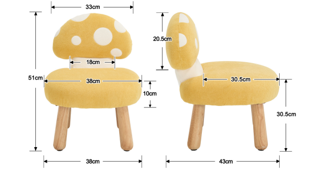 Schéma technique montrant les mesures dimensionnelles d'un modèle de chaise avec dossier arrondi, affichées sous plusieurs angles.
