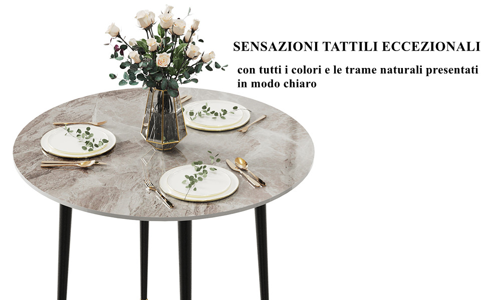 Tavolo Pranzo in Marmo Rotondo: Tavolo Cucina Bianco elegante Tondo 80x80cm Tavolo da Pranzo