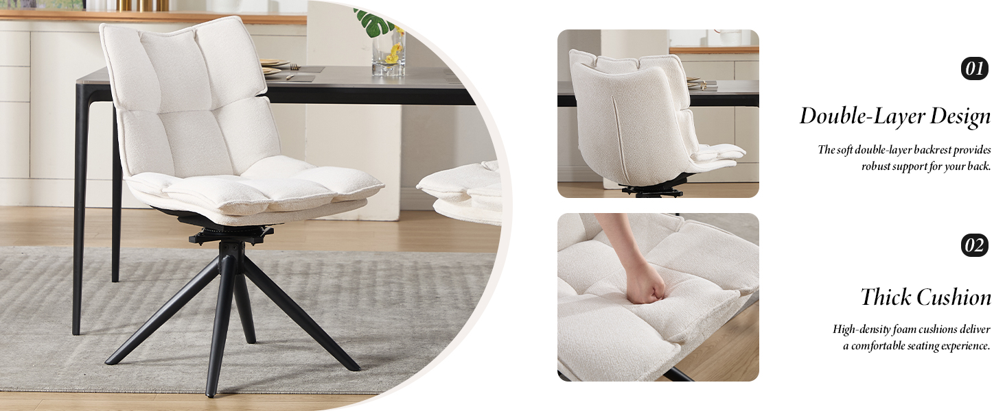 Text reads 'Double-Layer Design'. White cushioned furniture piece shown from multiple angles on wooden floor, demonstrating folding or transforming capability.