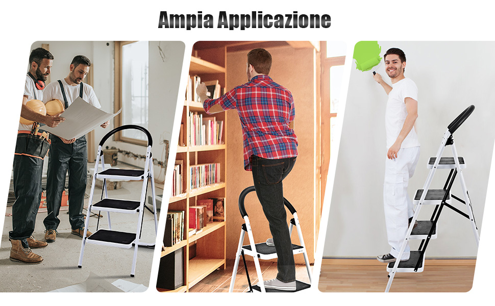 Sgabello Scala GOPLUS Pieghevole - 3 Gradini In Legno, Portata 150 Kg | Multiuso Per Casa - Foto 11